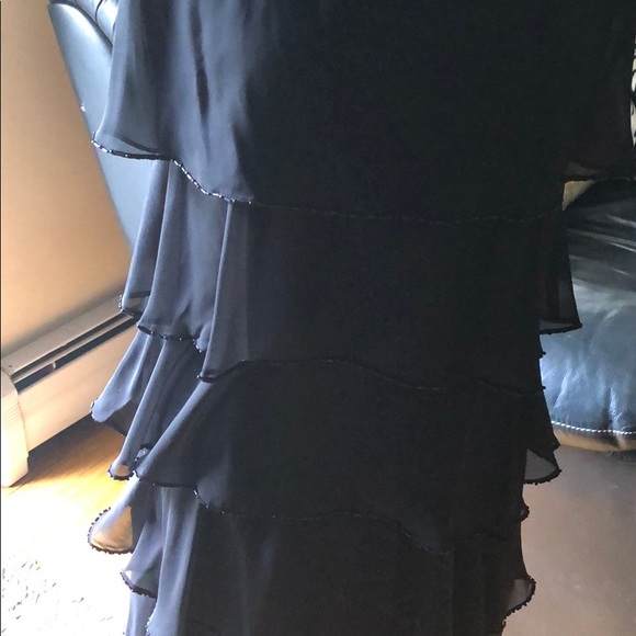 Patra Black silk layered tears dress with black beading. - Picture 7 of 8